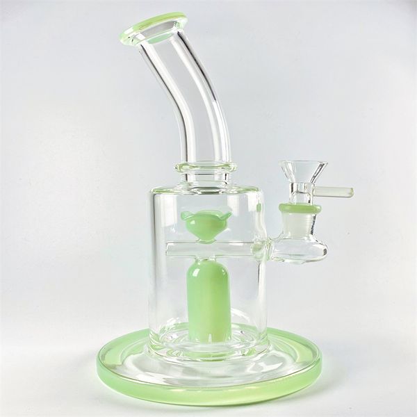 

clean clear 9" sundries borosilicate glass pipe hookah bubbler with 1 perc life seed 14mm male connector, 60mm diameter
