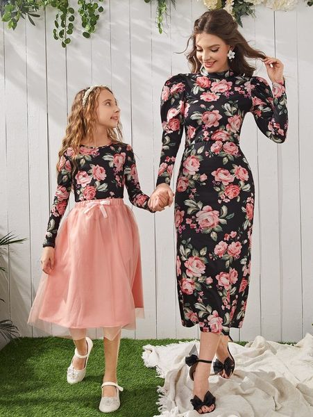 

girls floral print & bow front mesh overlay skirt she, White