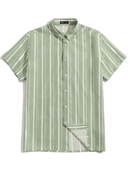 

men striped single breasted shirt 02qb#, White;black