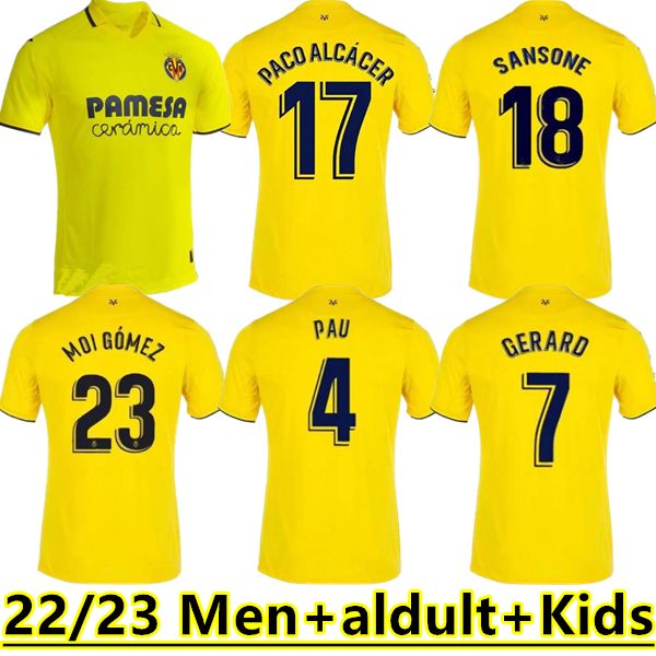 

22/23 villarreal cf s.cazorla soccer jerseys 2022 2023 dia geraro chukwueze camiseta del shirt parejo paco alcacer moi gomez men kids kits s, Black;yellow