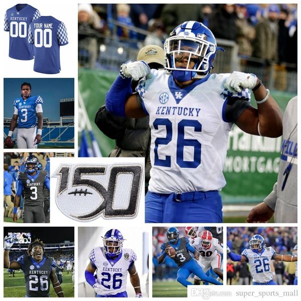 NCAA Kentucky Wildcats College Football Maglie 18 Randall Cobb 9 Davonte Robinson 33 David Bouvier 57 Dermontti Dawson Blue Custom Stitched shirt