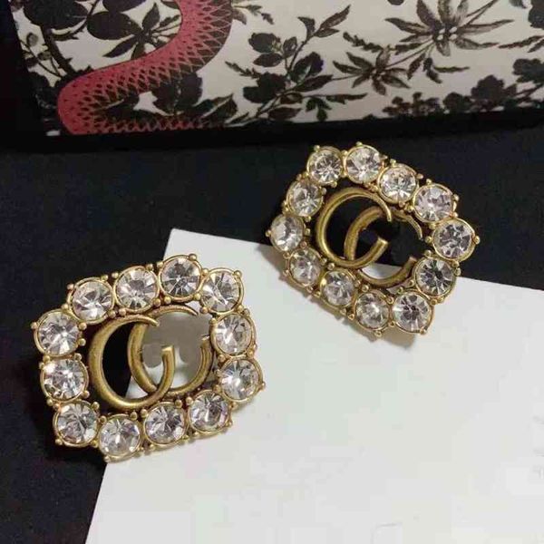 

2022 factory wholesale new earrings rhinestone 925 silver needle simple earrings female porh, Golden