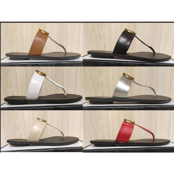 

beach men slippers summer fashion women flip flops 100% leather lady metal shoes flat ladies large size 35-42 8j4e, Black