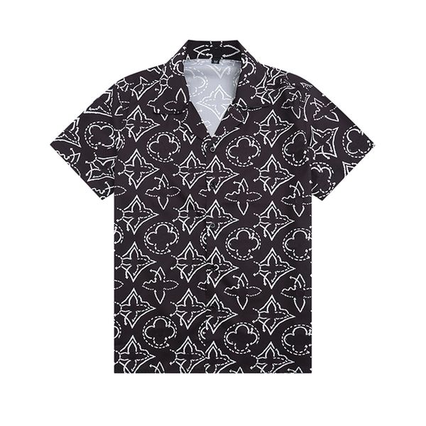 

2022 luxury designer shirts men's fashion tiger letter v silk bowling shirt casual tshirts men slim fit short sleeve dress shirt -3xl, White;black