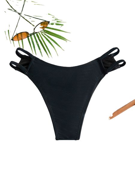 

plain cut out tanga bikini bottom b1n3#, White;black
