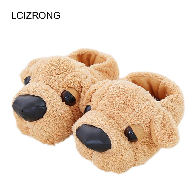 

women anime cartoon dog slippers lovers warm indoor woman slippers plush shoes girl home pantufas house ladies slippers children y200106, Black