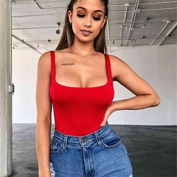 

summer body basic sleeveless rompers womens jumpsuit bodycon bodysuit women 210322, White