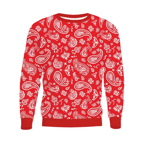 Осень/зима Новый 3D Bandana Red Paisley Print Hoodie European и American's Liek Pellover Sweater 002