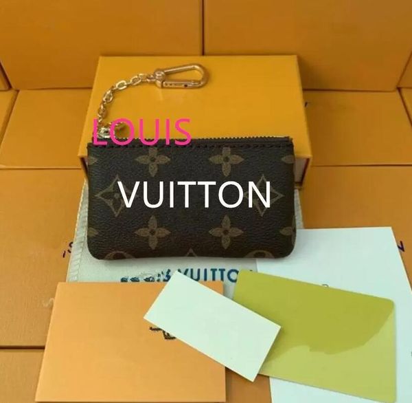 

fashion 5 colors key pouch coin purse damier leather holds classical women men holder small zipper key wallets louiseity viutonity lvs purse, Red;black