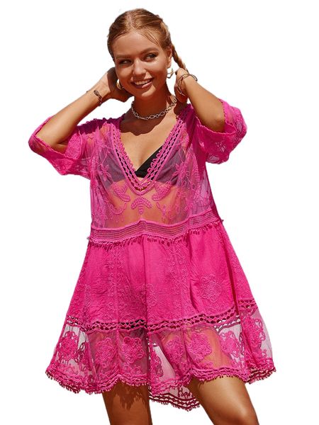 

mesh embroidery cover up j4ab#, White;black