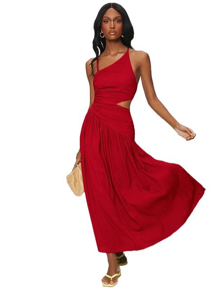 

lace up backless cut out ruched ruffle hem dress z29m#, Black;gray