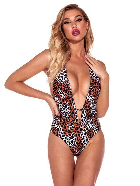 

one-piece swimsuit women's triangular leopard print bikini swimsuit, White;black