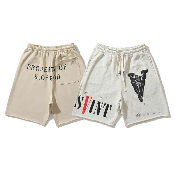 

men's fashion trend new personality casual brand shorts wholesale music large v-shaped printed sports and cropped pants, White;black