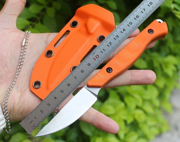 1 Stücke Hohe Qualität 15700 Überleben Gerade Messer CPM154 Satin Klinge Full Tang Orange G-10 Griff Feste Klingen Jagdmesser mit Kydex