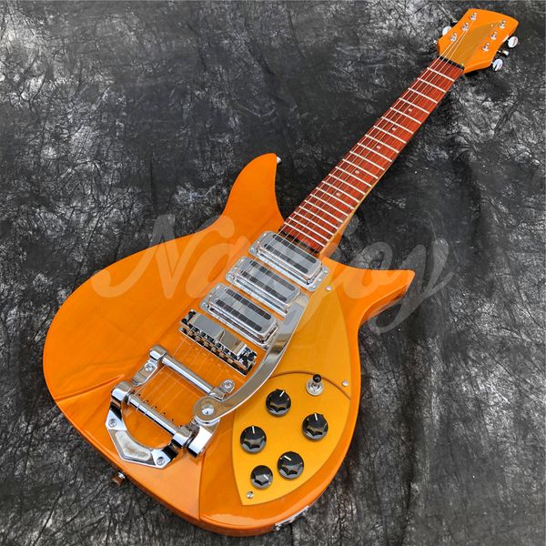 

orange 34 inches ricken 325 electric guitar,solid wood short body 6 strings travel guitar,customize logo