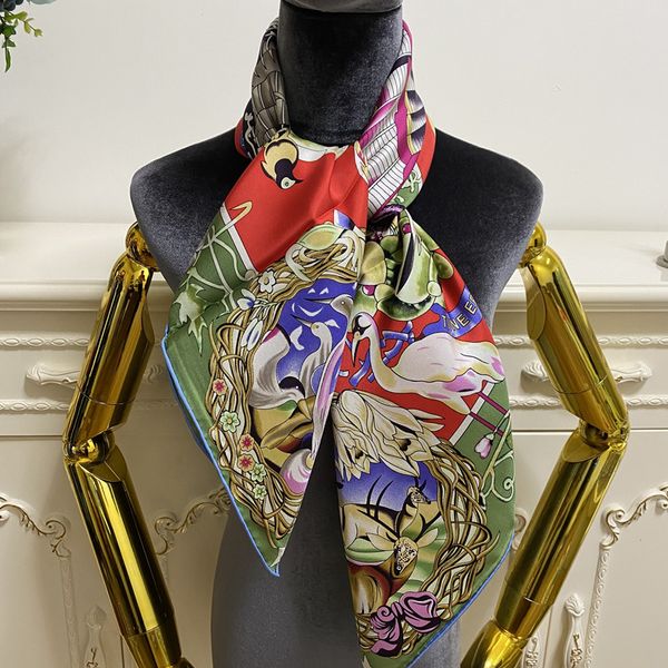 Vrouwen vierkante sjaal sjaals goede kwaliteit 100% twill zijde materiaal print bloemen vogel patroon maat 90cm- 90cm