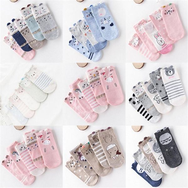 

socks & hosiery 5pair lot women's kawaii cute chinchilla female boat hairy ears shallow mouth casual girl cotton slippers, Black;white