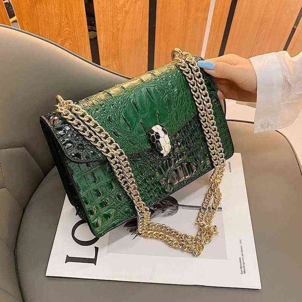 Bolsas outlet lady 2022 nova bolsa de mensagens de ombro único luxuoso versátil crocodilo barra de cadeia de cabeceira pequena bolsa quadrada