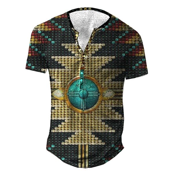 

men's henley shirt tee t shirt 3d print graphic color block plus size henley daily sports button-down print short sleeve basic casual, White;black