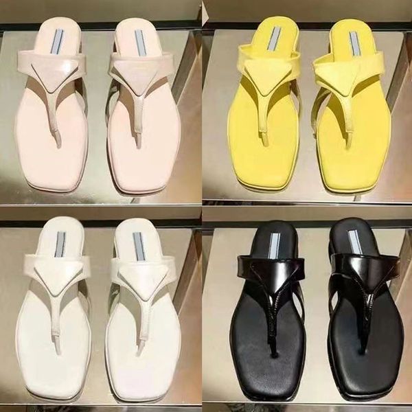 Luxus-Damenhausschuhe aus gebürstetem Leder, flache Tanga-Sandalen, Aqua-Gelb, Weiß, Schwarz, Puderrosa, modische Damen, beliebte Sommer-Flip-Flops, Scuffs-Schuh