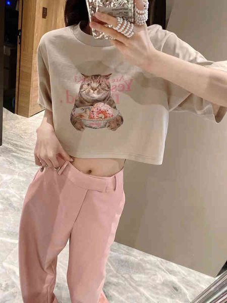 

women's t-shirt jn boutique / 22ss spring and summer niche buyer shop designer dessert cat short sleeve t-shirt versatile 6tvp, White