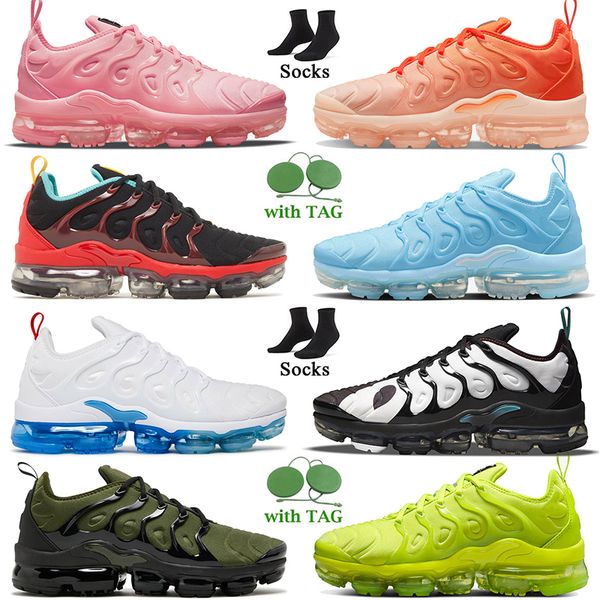 

tn plus cushion running shoes tuned griffey orange gradients tennis ball barely volt white university blue triple black women mens trainers