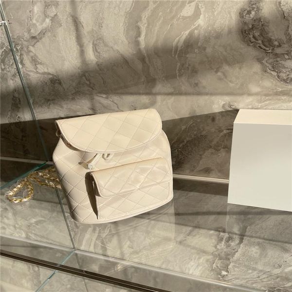 

design, totes bag exquisite backpack soft leather, diamond pattern classic ladies backpack chain strap shoulder bags