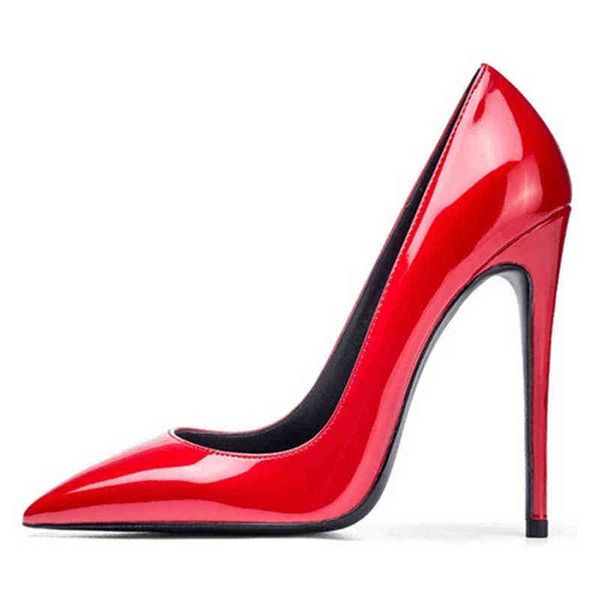 

2022 spring and summer new thin heel snake high heels red silver patent leather fashion single shoes pointed women's shoes, Black