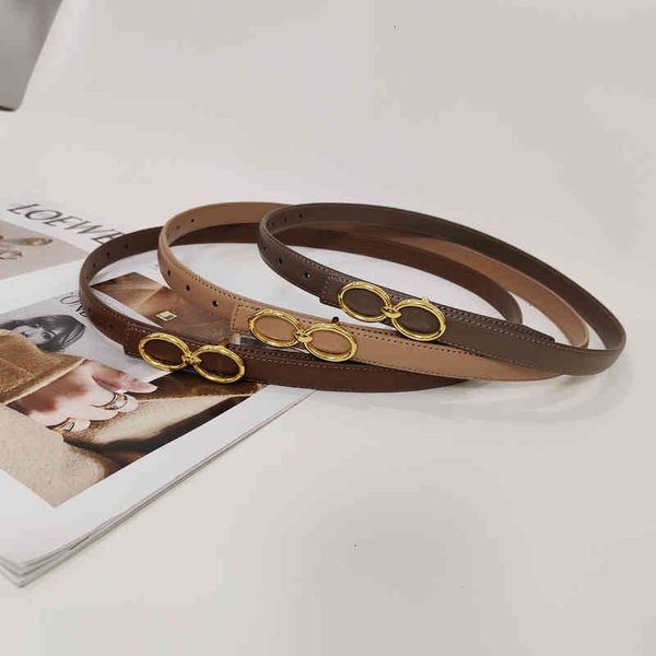 

designer belts belt women's interlocking real leather versatile korean thin suit dress live broadcast, Black;brown