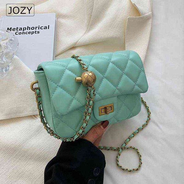 

korea style mini pu leather shoulder crossbody bags for women 2022 summer fashion brand trendy chain cute quilted handbags y220720