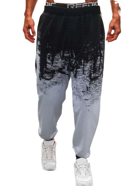 

men splash ink print drawstring waist sweatpants f4uo#, Black