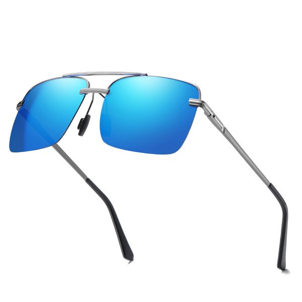 

metal men's rimless eyeglasses half frame sunglasses driving night vision polarized glasses a628, White;black