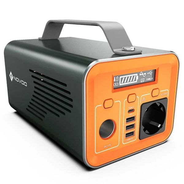 

230wh/62400mah solar generator portable power station backup supply 220v/200w ac/dc 12v/usb/60w usb c ports - orange