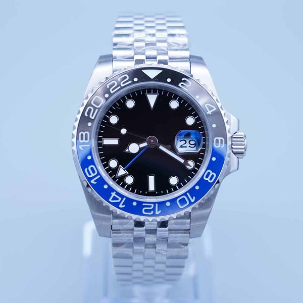 

st9 super u1 men 3866 watch automatic movement batgirl black blue ceramic sapphire dial master 2 jubilee bracelet wristwatch mens watches re, Slivery;golden