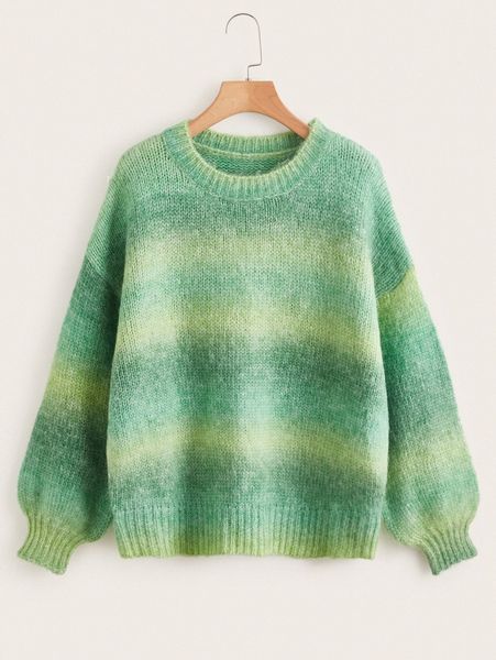 

drop shoulder ombre sweater f354#, White;black