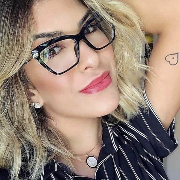 Mode Sonnenbrillen Rahmen Cat Eye Glases Unregelmäßigen Schnitt Kristall Klare Gläser Optische Rahmen Brillen Armacao De Oculos Feminino BrazilFashion