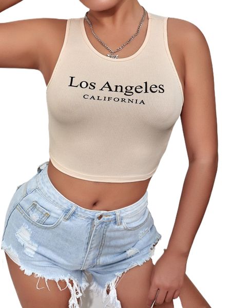 

petite letter graphic tank 9998#, White
