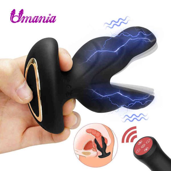 Электрический удар анальный игрушечный вибратор для мужчин Женщины беспроводной дистанционное управление анальная плавка простата массажер мастурбатор для взрослых секс -игрушка 18 Y220702