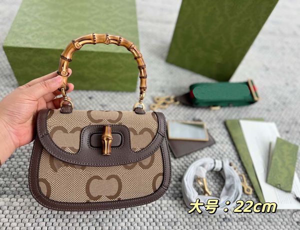 Damen-Designer-Handtaschen mit Bambus-Tragetaschen, Luxus-Vintage-Tasche mit kleinem Griff oben, hochwertige Damen-Tragetasche, 2022, neue Mode, Umhängetasche, Umhängetasche, 1947