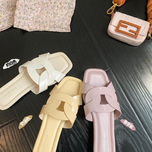 

slippers designer [su yinyin]design slippers ~ korean version square head beach flat for women's sandals 4jcy, Black