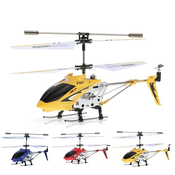 S107G 3CH RC Helicóptero Built-in Gyro Controle Remoto Modelo Toys RTF Deck Hélice Duplo com Lanterna 220321