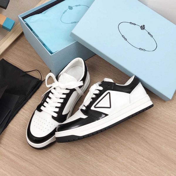

with box shoes designer men women womens leather lace up white mens flats platform casual flat sneakers size 35-45, Black