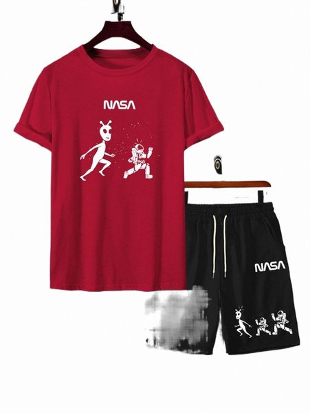 

men figure & letter graphic tee & shorts z1iw#, Gray