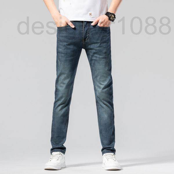 

men's jeans designer 2022 summer thin men's jeans korean slim fit feet elastic high-end brand pants ej1z, Blue