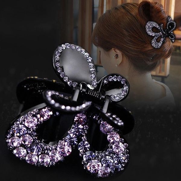 Moda Mulheres Vintage Stromestone Butterfly Hair Garra Clips Pins Retro Grip Barrette Acessórios