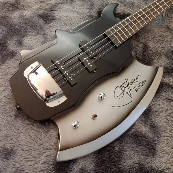 

2022 new hatchet shaped 4-string bass guitar bottle hand-painted headless customizable other bass