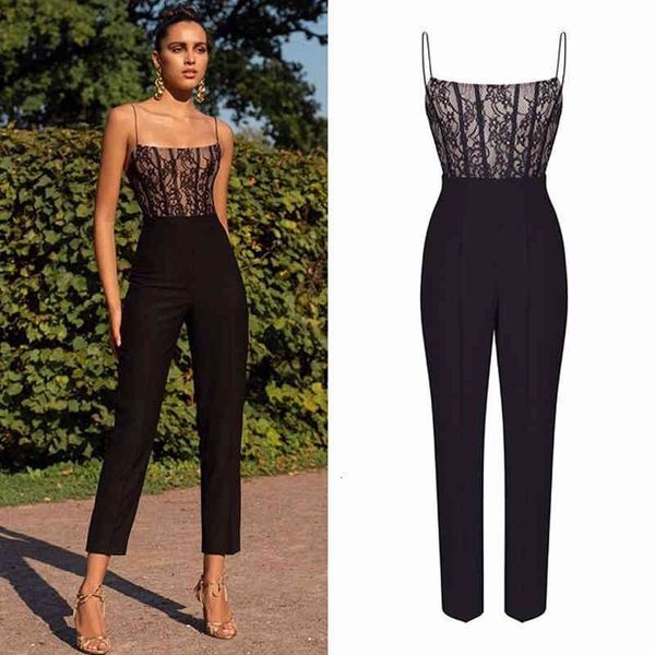 

women's jumpsuits & rompers women's lace suspender sleeveless jumpsuit, Black;white