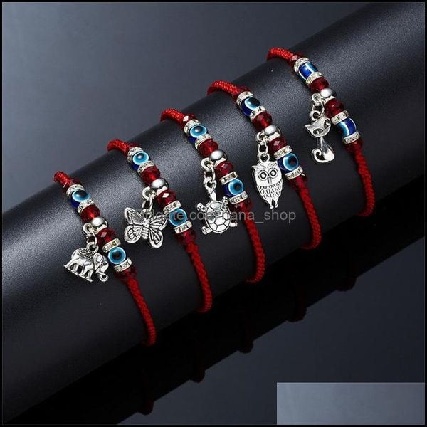 Braccialetti con ciondoli Gioielli Bracciale con cordino rosso fortunato Blu Malocchio turco per donna Uomo Regali di amicizia fatti a mano C3 Drop Delivery 2021 Qrhv7