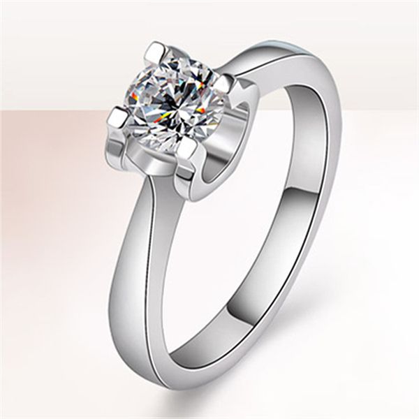 Basit moda ve cömert simülasyon elmas boğa kafa boynuz yüzüğü kadınlar alyans platin kaplama zirkon nişan yüzüğü