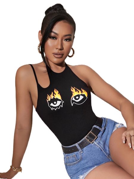 

sxy fire & eye print halter k2in#, White